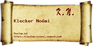 Klecker Noémi névjegykártya