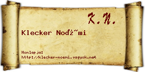 Klecker Noémi névjegykártya